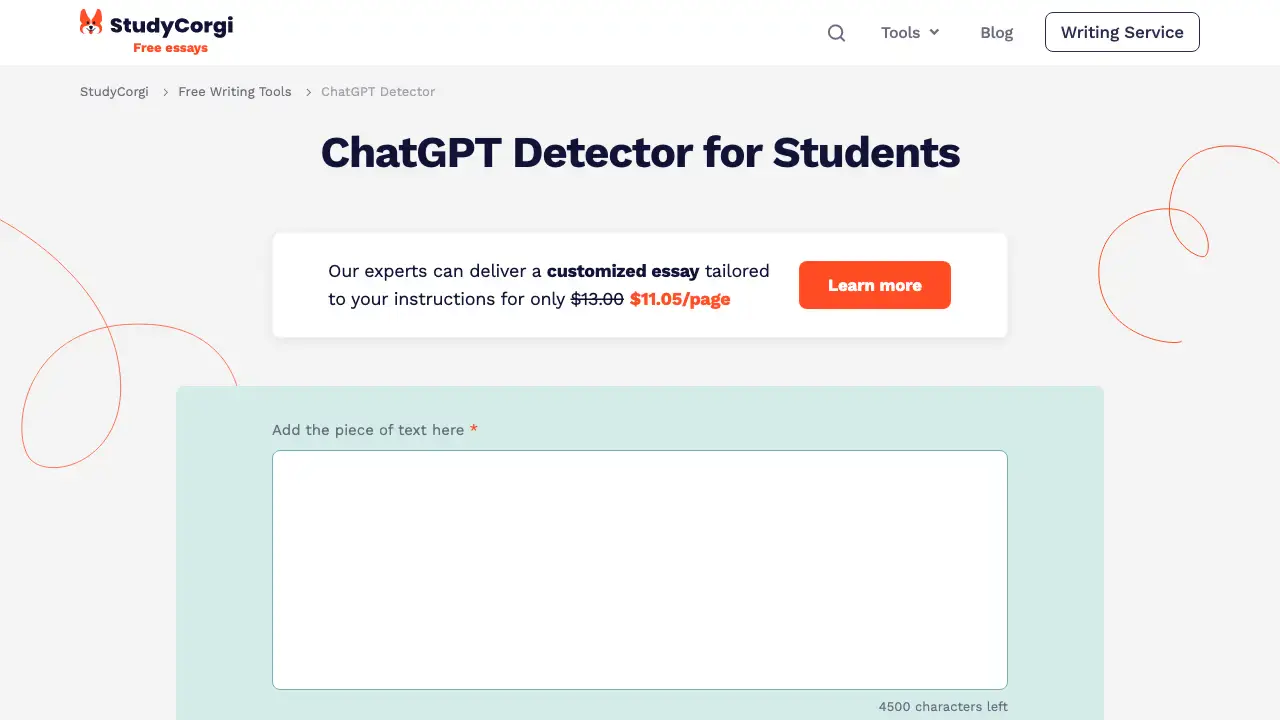 StudyCorgi ChatGPT Detector